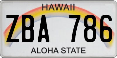 HI license plate ZBA786