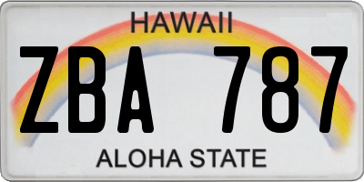 HI license plate ZBA787