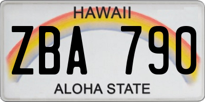 HI license plate ZBA790