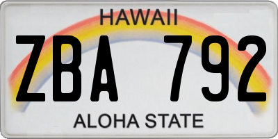 HI license plate ZBA792