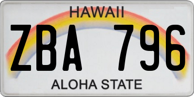 HI license plate ZBA796