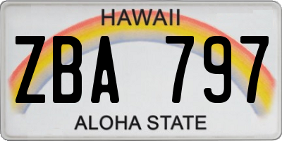 HI license plate ZBA797