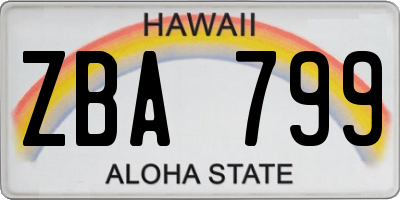HI license plate ZBA799
