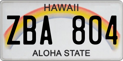 HI license plate ZBA804