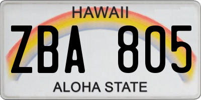 HI license plate ZBA805