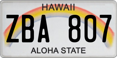 HI license plate ZBA807
