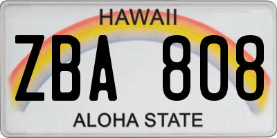 HI license plate ZBA808