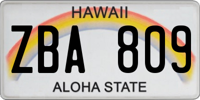 HI license plate ZBA809