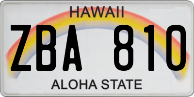 HI license plate ZBA810