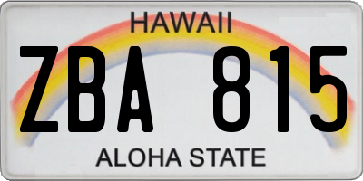 HI license plate ZBA815