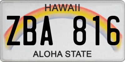 HI license plate ZBA816