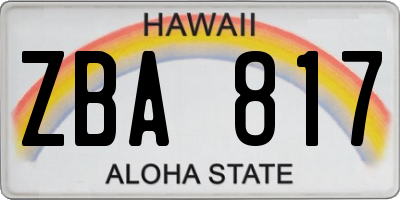 HI license plate ZBA817