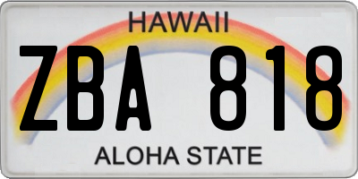 HI license plate ZBA818