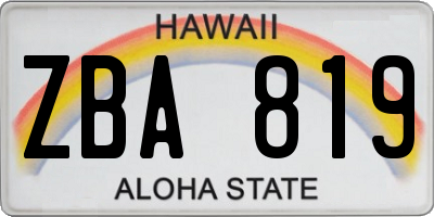 HI license plate ZBA819