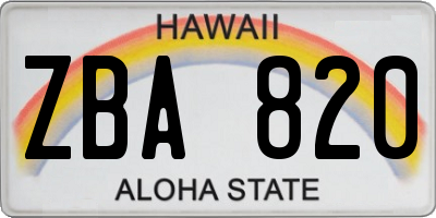 HI license plate ZBA820