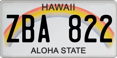 HI license plate ZBA822