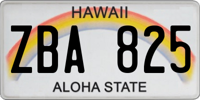 HI license plate ZBA825