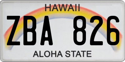 HI license plate ZBA826