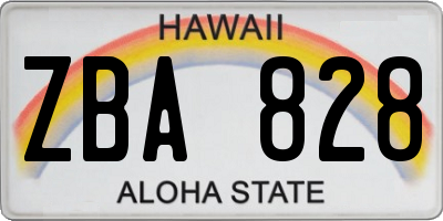 HI license plate ZBA828