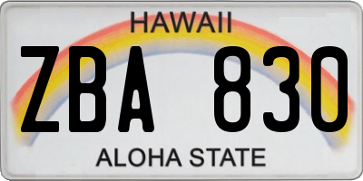 HI license plate ZBA830