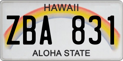 HI license plate ZBA831