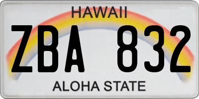 HI license plate ZBA832