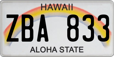 HI license plate ZBA833