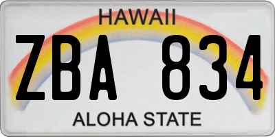 HI license plate ZBA834