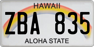 HI license plate ZBA835