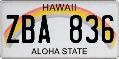 HI license plate ZBA836