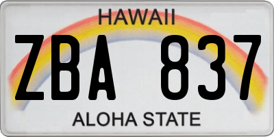 HI license plate ZBA837