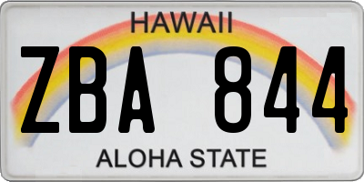 HI license plate ZBA844