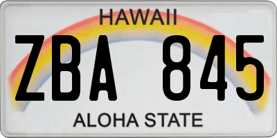 HI license plate ZBA845