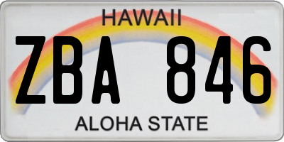 HI license plate ZBA846