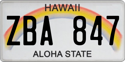 HI license plate ZBA847