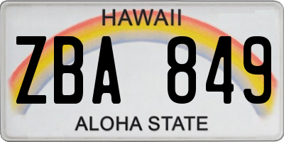HI license plate ZBA849