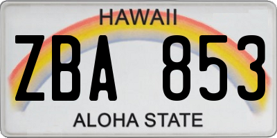 HI license plate ZBA853