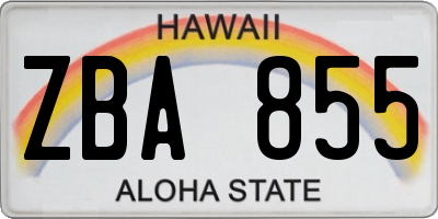 HI license plate ZBA855