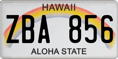 HI license plate ZBA856