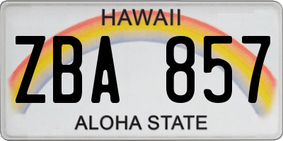 HI license plate ZBA857