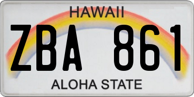 HI license plate ZBA861