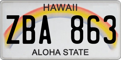 HI license plate ZBA863