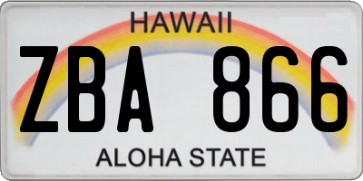 HI license plate ZBA866