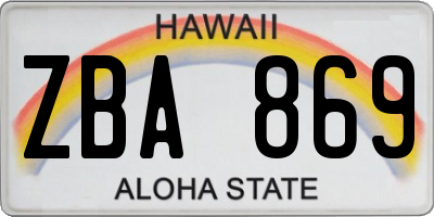 HI license plate ZBA869