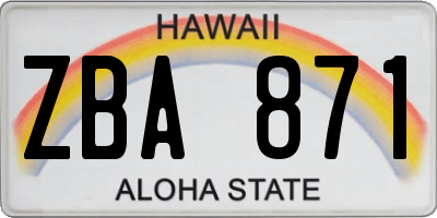 HI license plate ZBA871