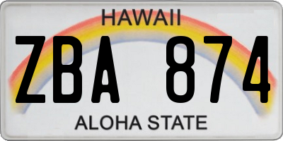 HI license plate ZBA874