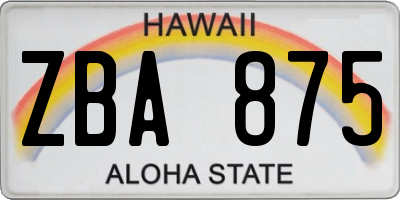 HI license plate ZBA875