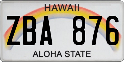 HI license plate ZBA876