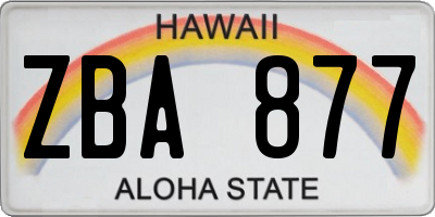 HI license plate ZBA877