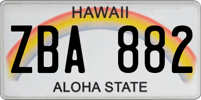 HI license plate ZBA882